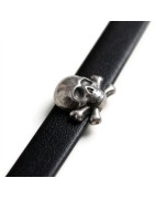 Passant tête de mort pour cuir plat de 6mm