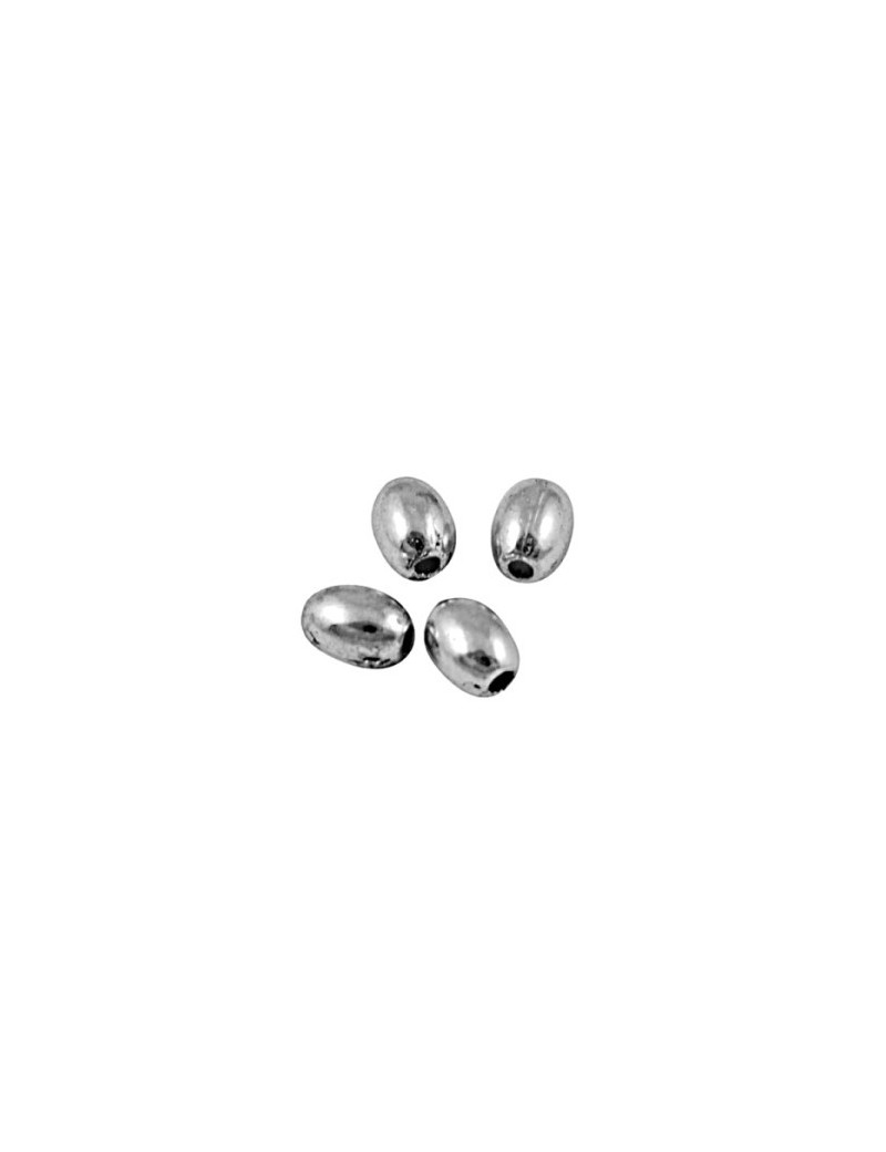 Sachet de 10 perles olives lisses couleur argent tibetain-5mm