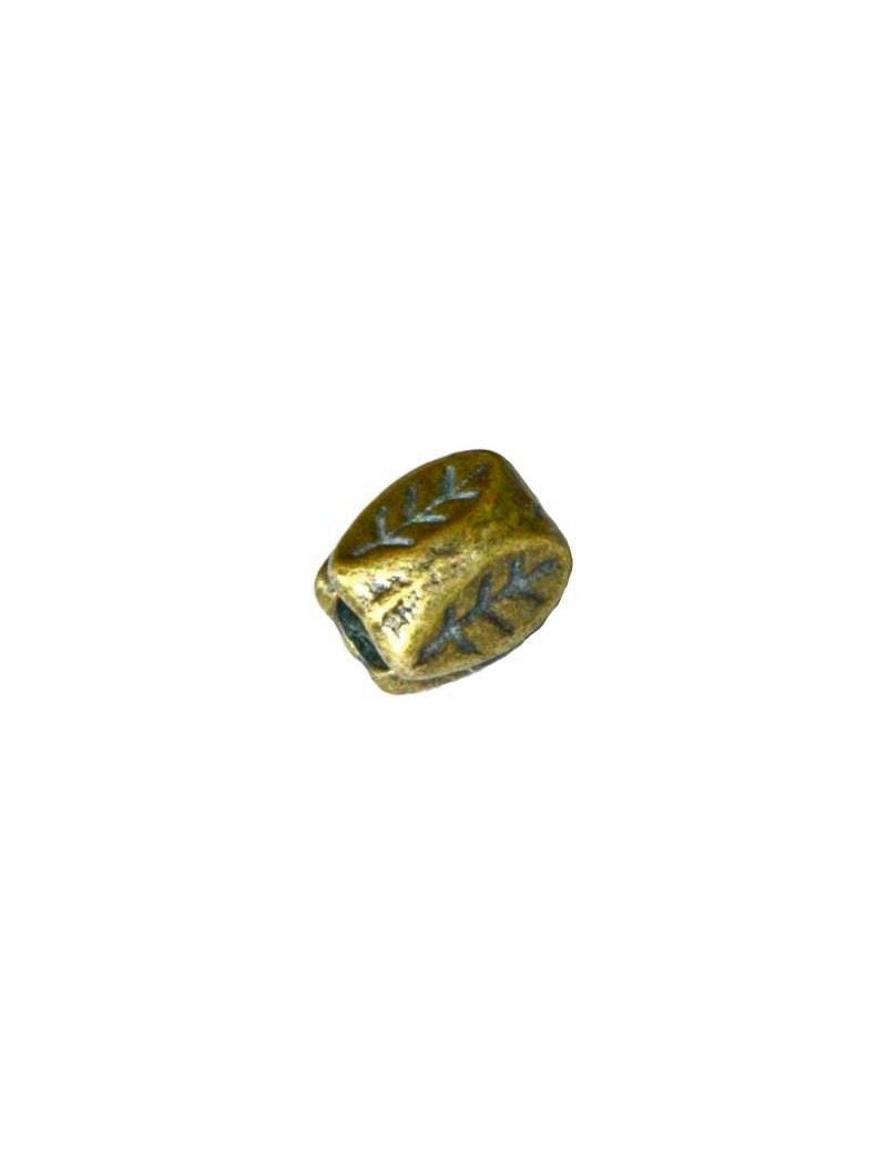 Sachet de 10 Perles metal feuilles couleur bronze antique