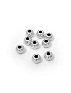Poche de 10 perles rondes lisses en metal placage argent-6mm