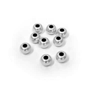 Poche de 10 perles rondes lisses en metal placage argent-6mm