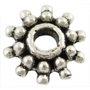 Sachet de 10 Perles intercalaires a picots en metal couleur argent tibetain-9mm