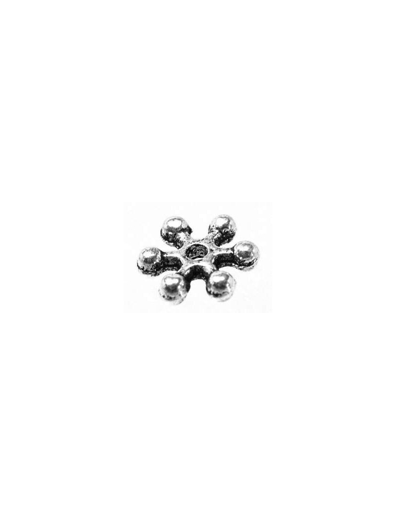 Sachet de 10 Perles asterisque couleur argent tibetain