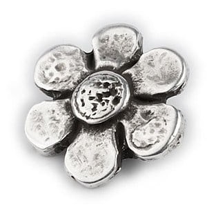 Passant fleur en metal placage argent-23mm