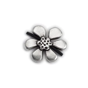 Perle fleur en metal placage argent-29mm