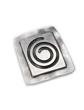 Passant grande plaque a spirale en metal placage argent-40mm