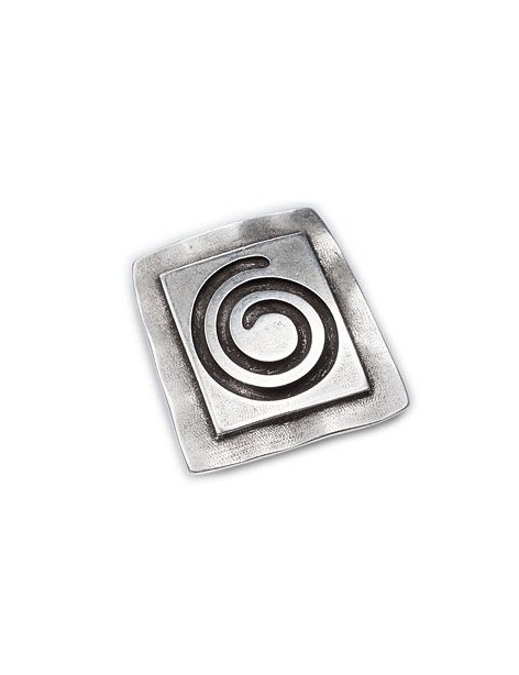 Passant grande plaque a spirale en metal placage argent-40mm