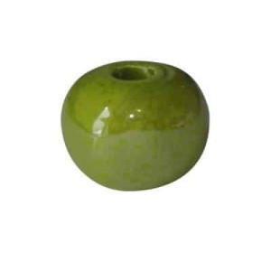 Perle ceramique ronde couleur vert pomme-12mm
