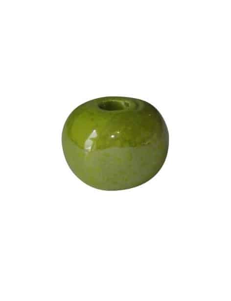 Perle ceramique ronde couleur vert pomme-12mm