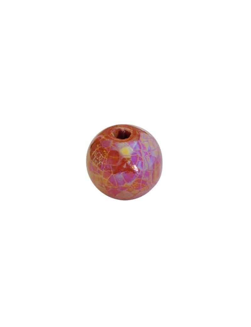 Grosse perle ronde en ceramique de couleur rouge-26mm