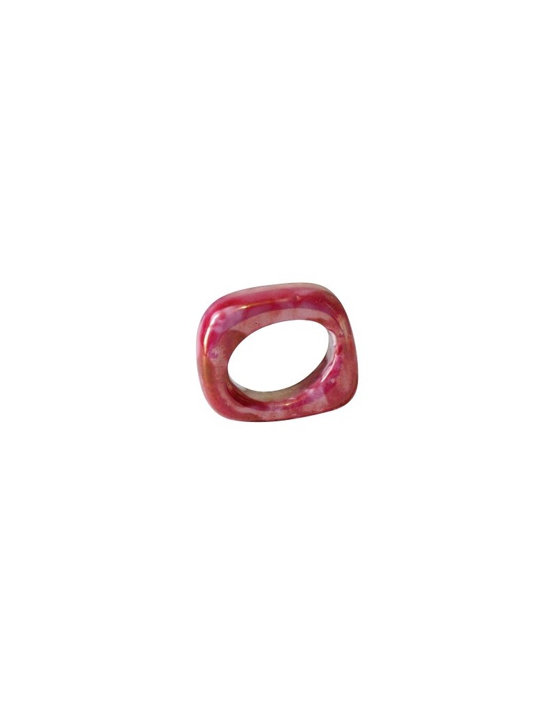Perle intercalaire ceramique rouge framboise-18mm