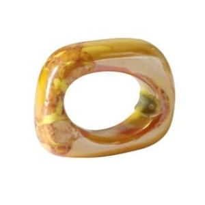 Perle intercalaire ceramique jaune orange-18mm