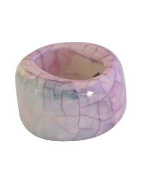 Perle tube ceramique gros trou violet gris-bleu-15mm