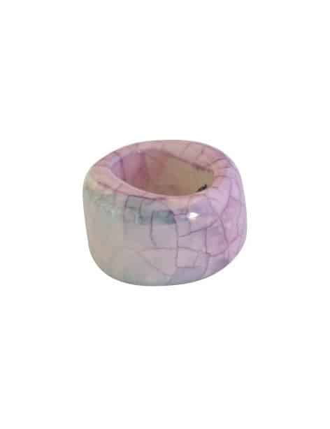 Perle tube ceramique gros trou violet gris-bleu-15mm