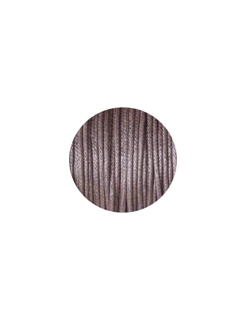 Cordon rond de coton cire marron de 1.5mm
