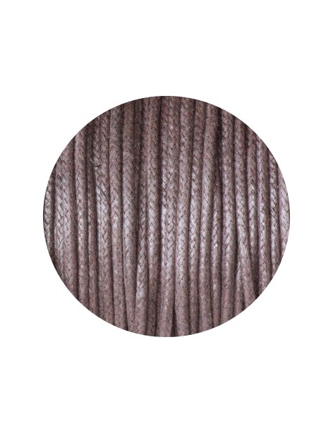 Cordon rond de coton cire marron de 1.5mm