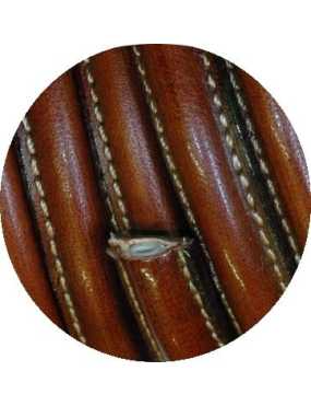 Cordon de cuir demi rond creux marron-vente au cm