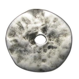 Donut rond grand modele en metal placage argent-42mm