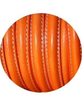 Cordon de cuir demi rond creux orange-vente au cm