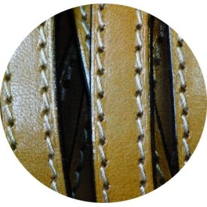 Cordon de cuir plat 10mm x 2mm taupe coutures-vente au cm