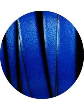 Cordon de cuir plat 10mm x 2mm bleu soutenu-vente au cm