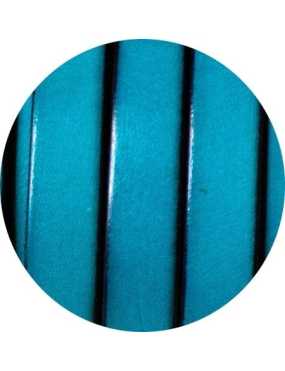 Cordon de cuir plat 10mm x 2mm turquoise fonce-vente au cm