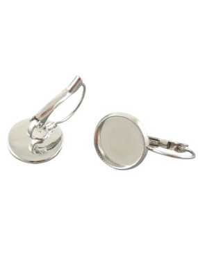 Paire de boucles d oreille a plateau couleur platine-24mm