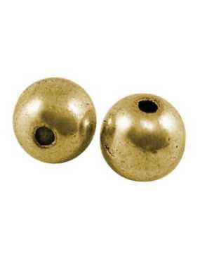 Perle ronde et lisse en metal couleur or antique-6mm