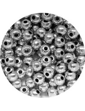 Poche de 100 perles en metal rondes et lisses-5mm