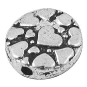 Perle ronde et plate gravee coeur sans plomb-10mm