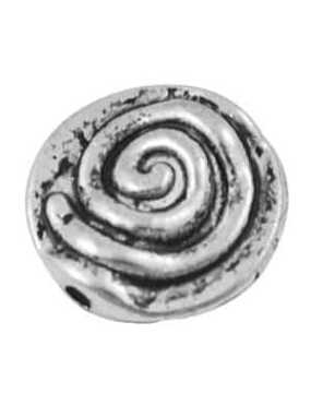 Perle plate et ronde avec relief spirale-12.5mm