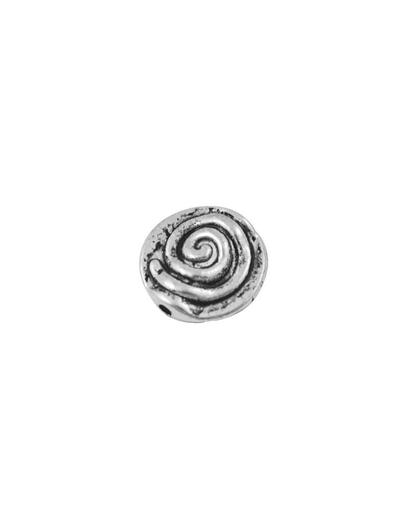 Perle plate et ronde avec relief spirale-12.5mm