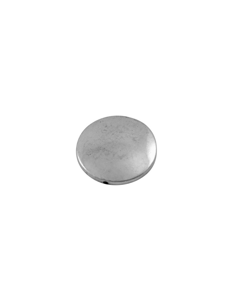 La plus grande! Perle ronde plate lisse couleur argent tibetain-32mm