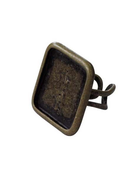Support de bague carre couleur bronze antique pour fimo-29mm
