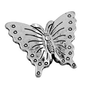 Grande perle papillon en metal couleur argent tibetain-20mm