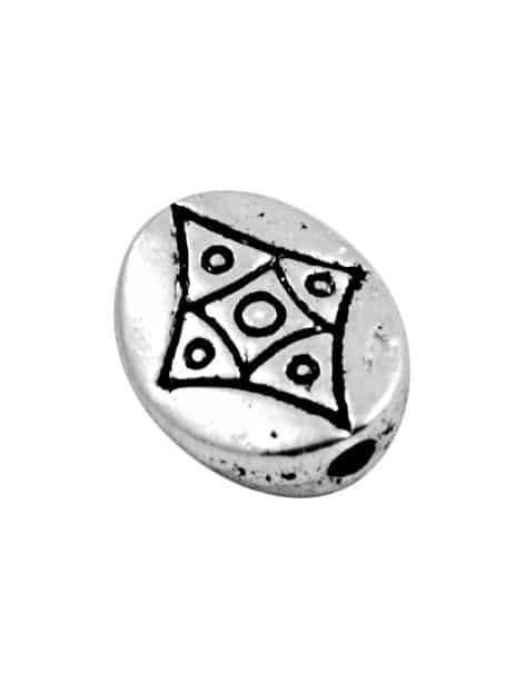 Perle en metal plate ovale gravee symbole-11mm