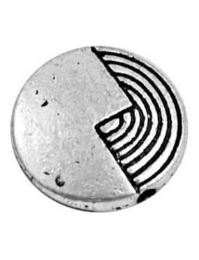 Perle ronde plate tribale en metal couleur argent tibetain-11.5mm