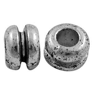 Perle intercalaire yoyo en metal couleur argent tibetain-5mm