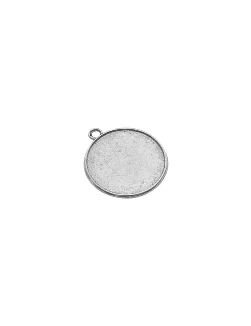 Support Fimo-Support rond pour fimo en metal couleur argent tibetain-36mm