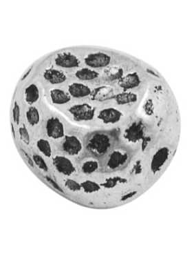 Perle difforme a crateres en metal couleur argent tibetain-11.5mm