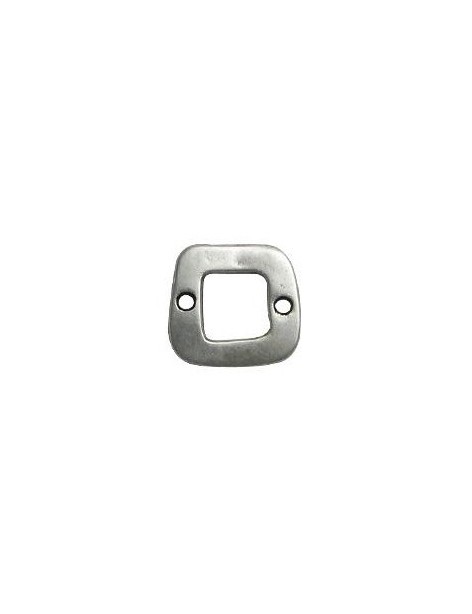 Intercalaire carre double accroche placage argent-19mm