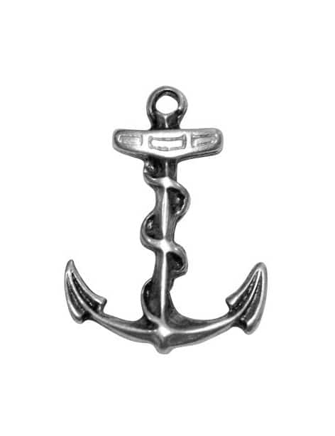 Pampille ou breloque ancre marine simple placage argent-33mm