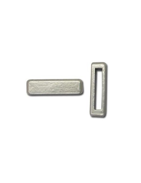 Perle intercalaire rectangle placage argent-18mm