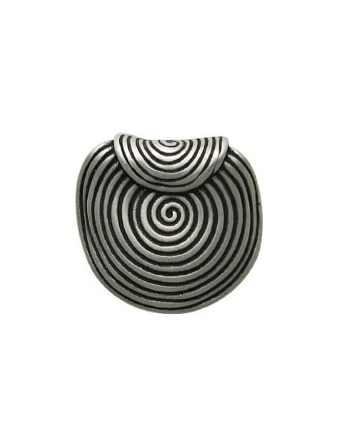 Superbe pendant spirale métal placage argent-47mm