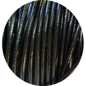 Cordon rond de cuir noir de 1.5mm fabriqué en Europe