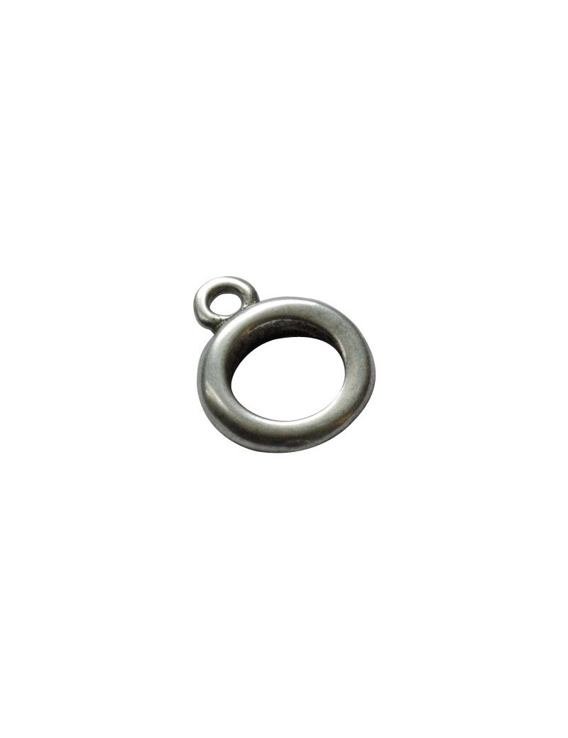 Pampille ou breloque anneau lisse epais en metal placage argent-30mm
