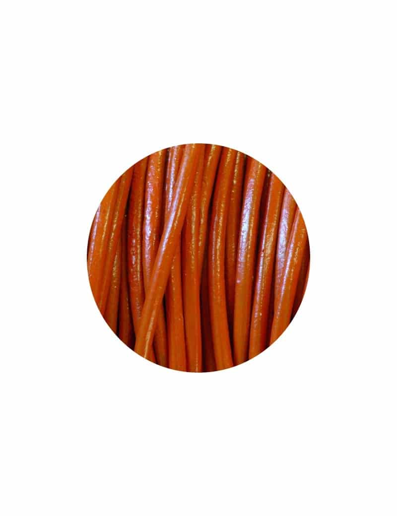 Cordon de cuir rond orange marron-2mm-Asie