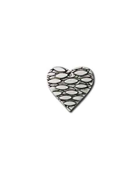 Pampille ou breloque coeur superbe en metal plaque argent-29mm
