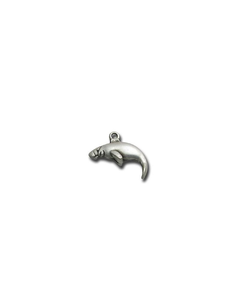 Pampille ou breloque éléphant de mer en métal plaque argent-20mm