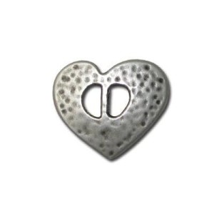 Passant en forme de coeur en metal placage argent-26mm